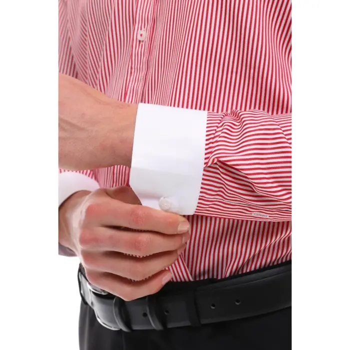 Mens Button Down Stripe Dress Shirt Smart Formal Classic Collar - Image 25