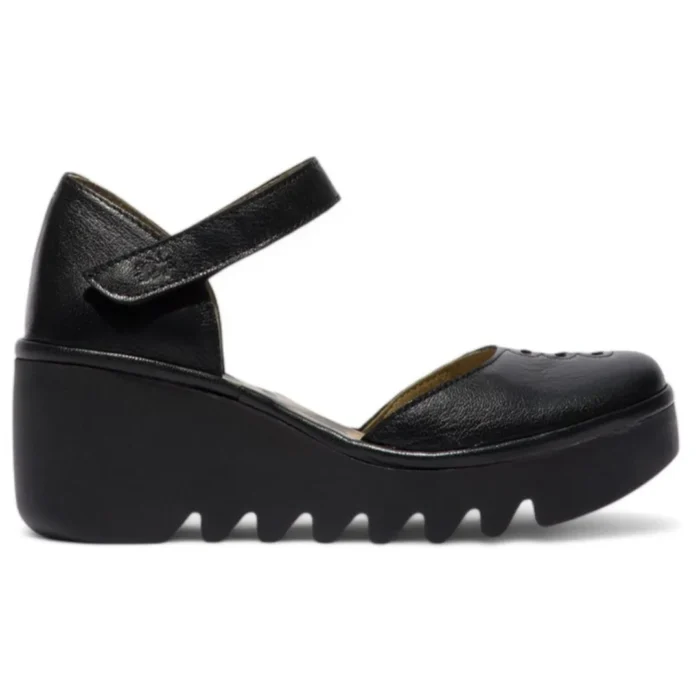 BISO305FLY - Women's Wedge Heel Closed Toe Leather Sandals - Image 1