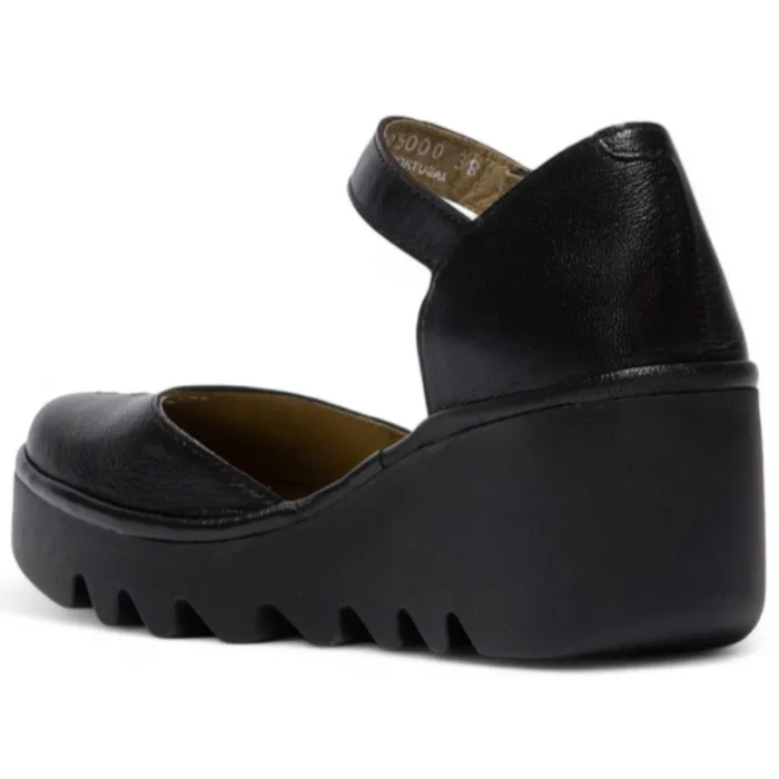 BISO305FLY - Women's Wedge Heel Closed Toe Leather Sandals - Image 4
