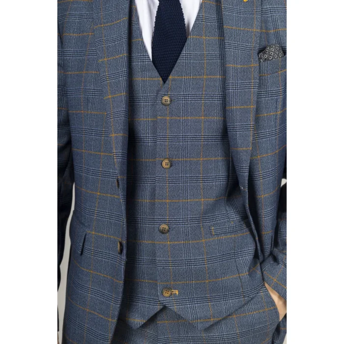 Men's Blazer Navy Checked Classic Sport Coat Plaid Tailored Fit - Image 4