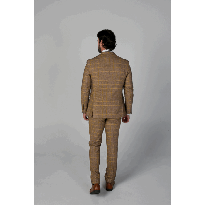 Men's Brown Suit Tweed Herringbone 3 Piece Wool Blend Formal Dress Suits - Image 8