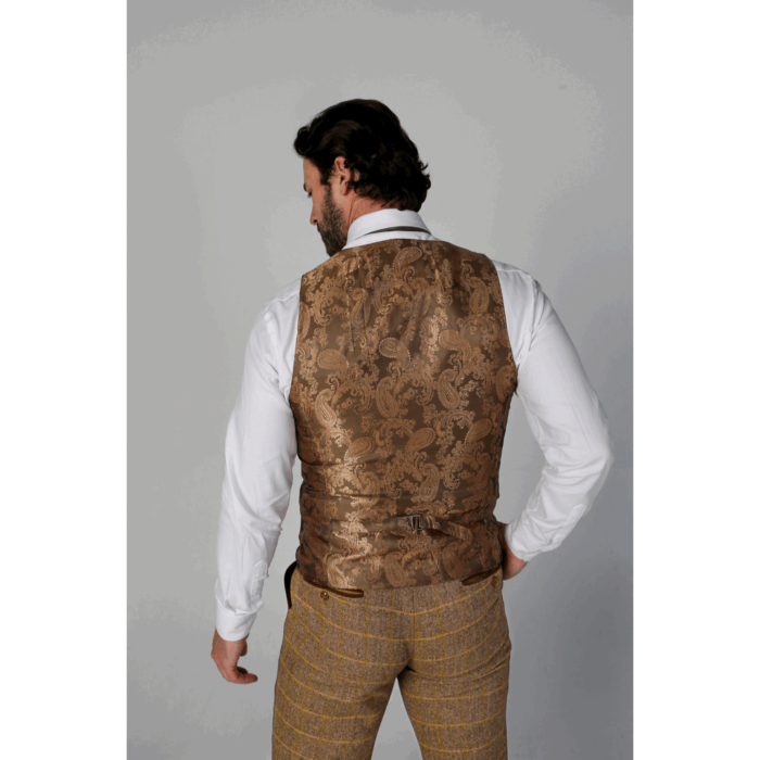 Men's Brown Suit Tweed Herringbone 3 Piece Wool Blend Formal Dress Suits - Image 5
