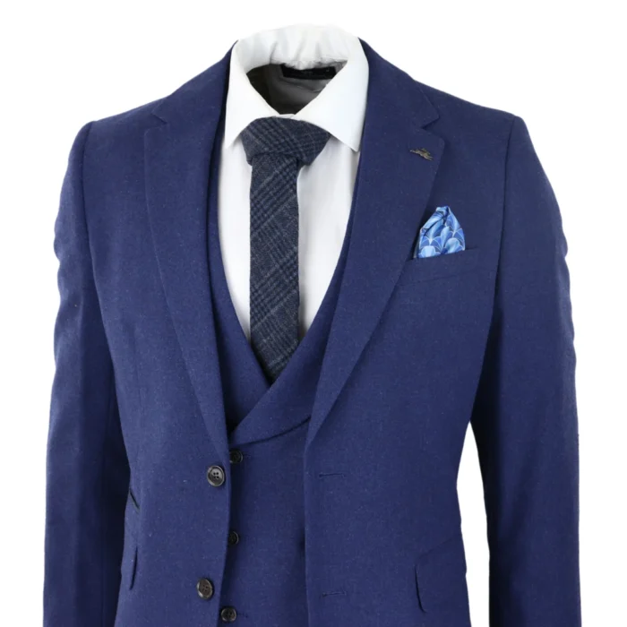 Mens Wool 3 Piece Blue Suit Double Breasted Waistcoat Wedding Party Vintage 1920s - Image 4