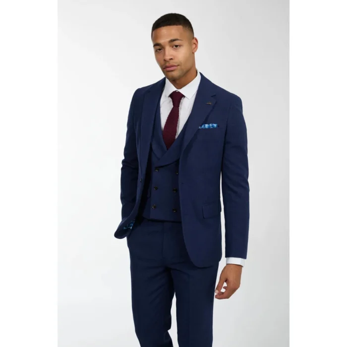 Mens Wool 3 Piece Blue Suit Double Breasted Waistcoat Wedding Party Vintage 1920s - Image 2