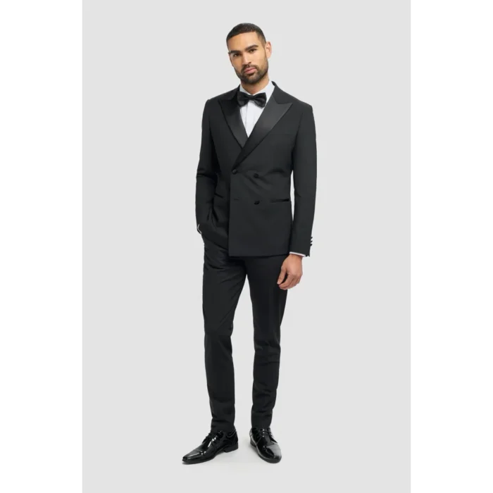 Men's Suit Black 2 Piece Double Breasted Tuxedo - Image 2