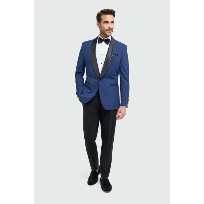 Men's Suit Blue 2 Piece Shawl Collar Tuxedo - Image 4