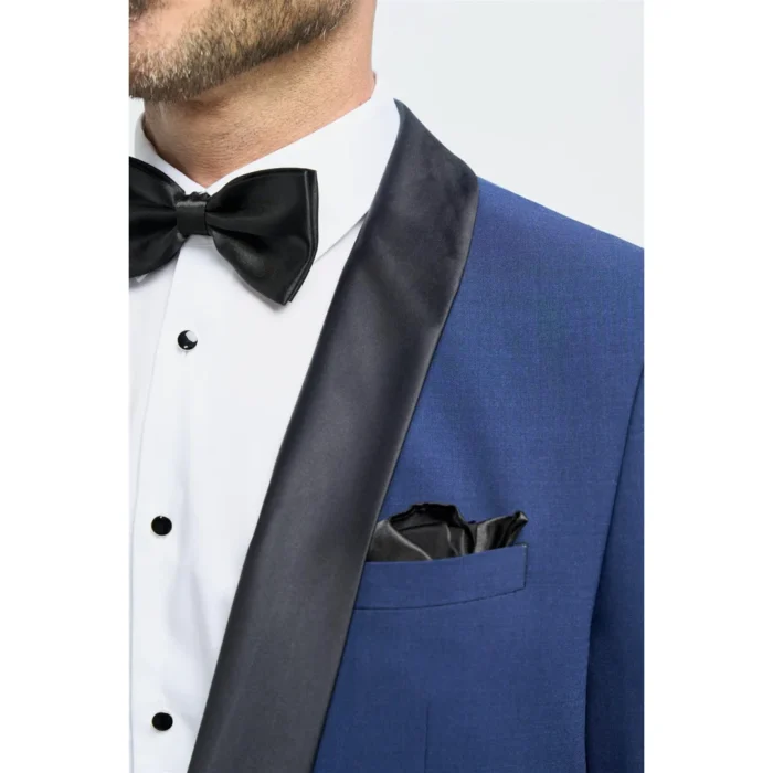 Men's Suit Blue 2 Piece Shawl Collar Tuxedo - Image 3
