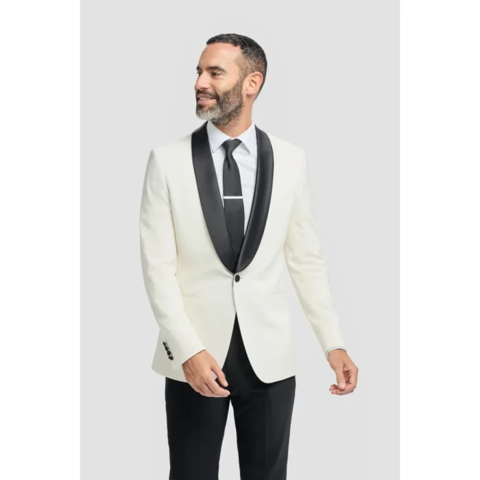 Men's Suit Cream 2 Piece Shawl Collar Tuxedo - Image 1