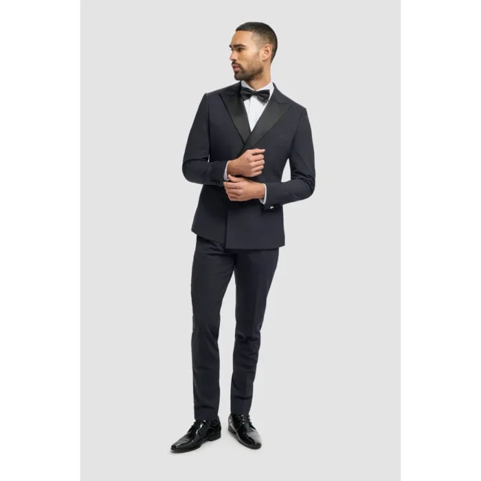 Men's Suit Navy 2 Piece Double Breasted Tuxedo - Image 2