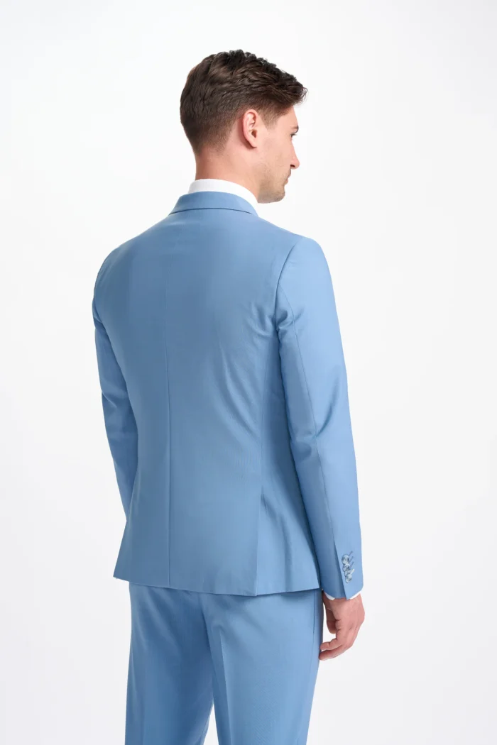 Men's Suit Sky Blue 2 Piece Double Breasted Tailored Fit Formal Wedding Dress - Image 6
