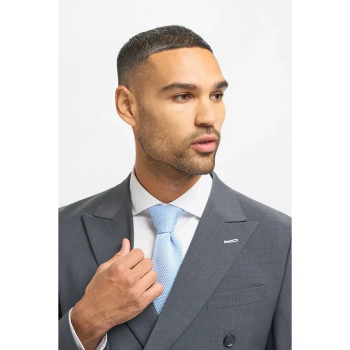 Men's Suit Charcoal 2 Piece Double Breasted Tailored Fit Formal Wedding Dress - Image 3