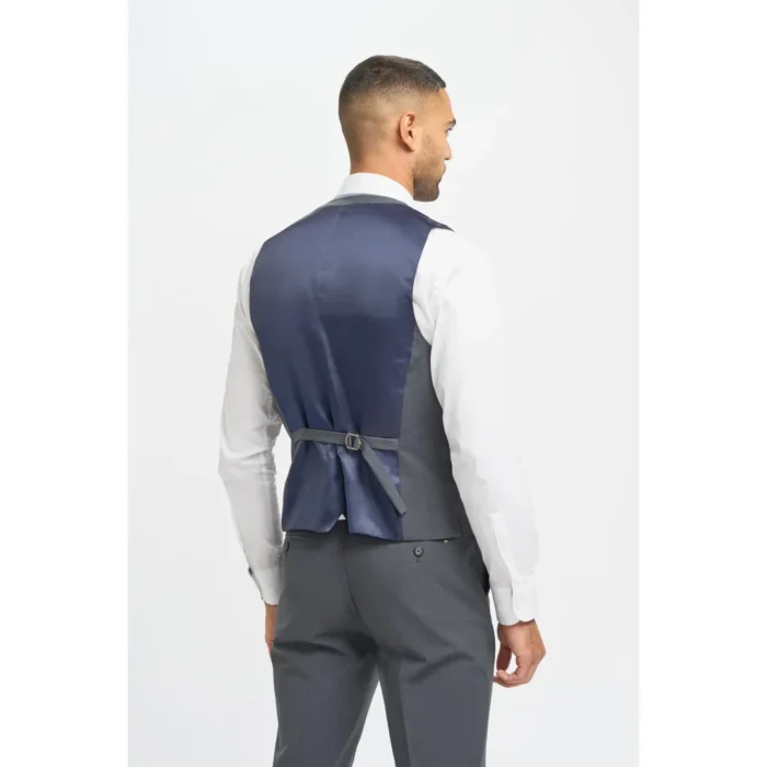 Men's Suit Charcoal 3 Piece Tailored Fit Formal Wedding Dress - Image 4