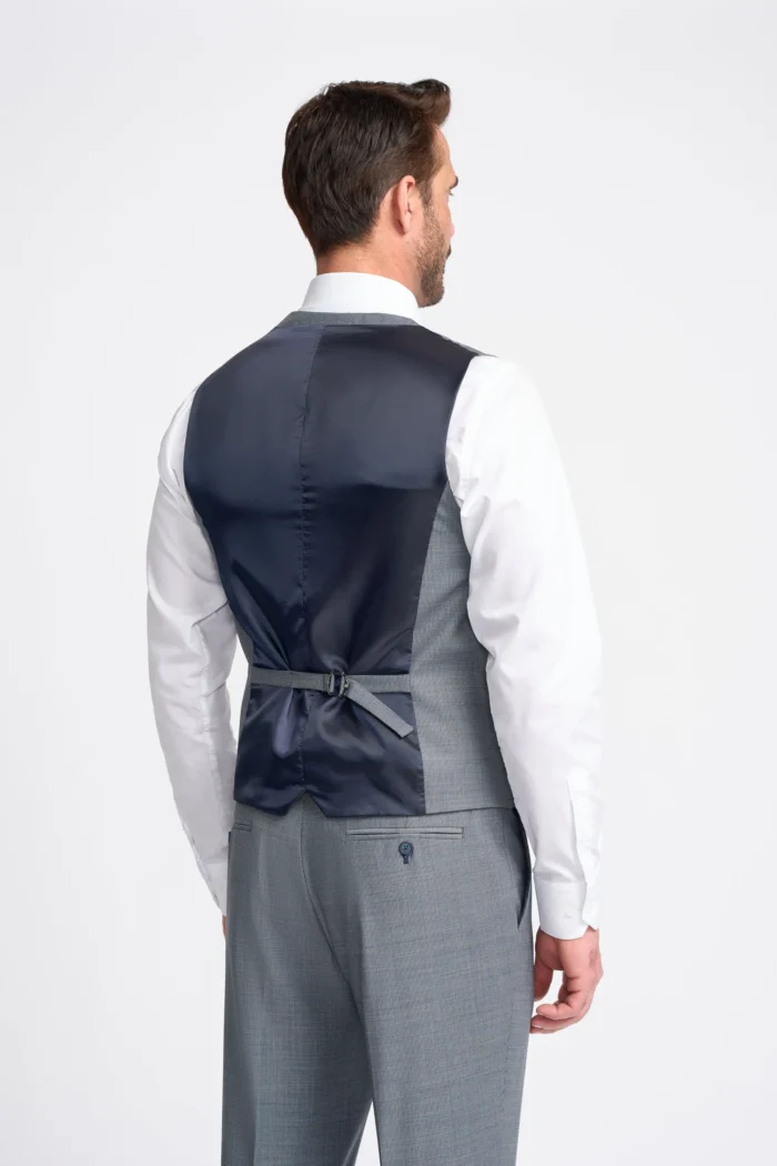 Men's Suit Grey 3 Piece Tailored Fit Formal Wedding Dress - Image 5