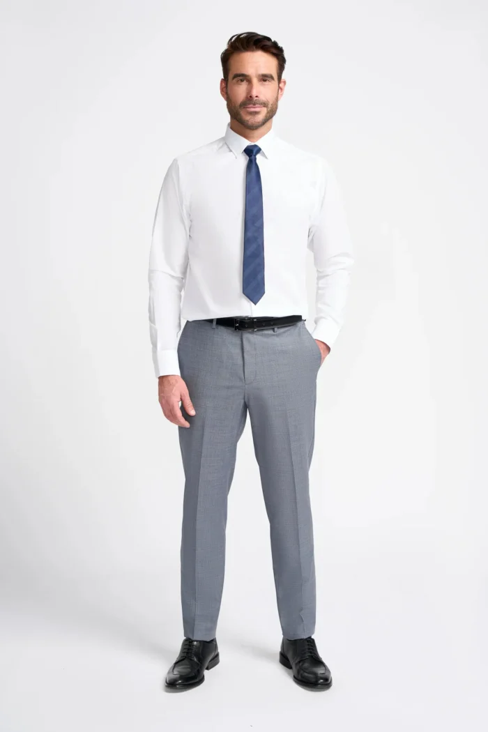 Men's Suit Grey 3 Piece Tailored Fit Formal Wedding Dress - Image 7