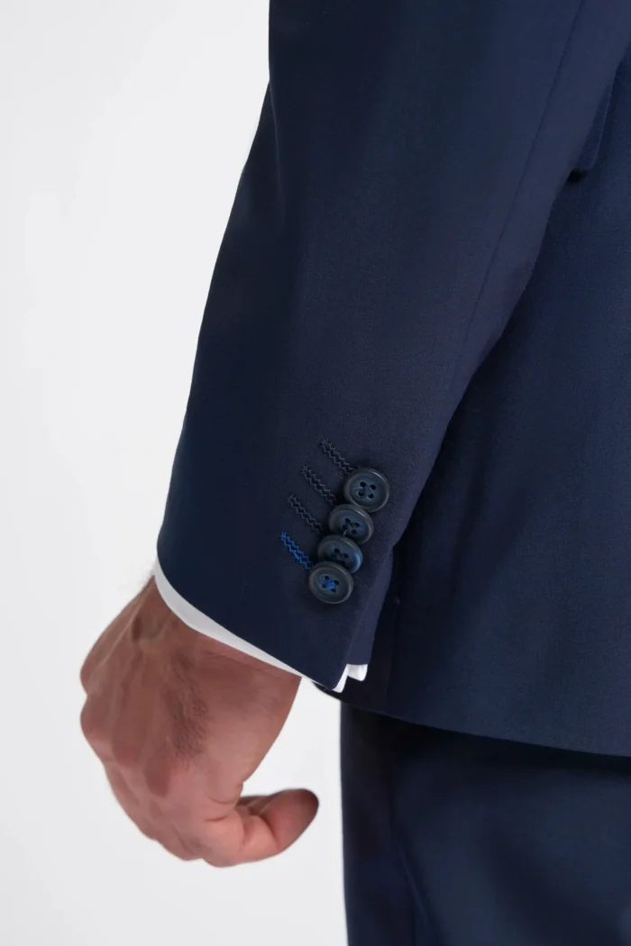Men's Suit Navy Blue 3 Piece Tailored Fit Formal Wedding Dress - Image 7