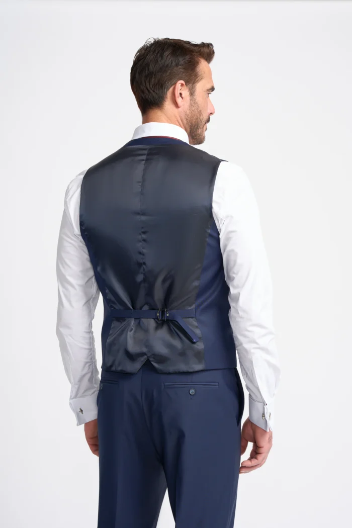 Men's Suit Navy Blue 3 Piece Tailored Fit Formal Wedding Dress - Image 4