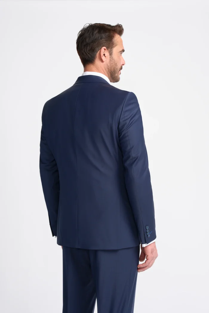 Men's Blazer Navy Blue Tailored Fit Formal Suit Jacket - Image 2