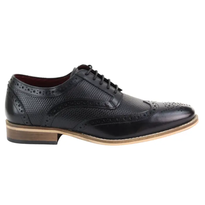 Mens Leather Brogue Shoes Oxford Laced 1920s Gatsby Brown Black Peaky Blinders - Image 1