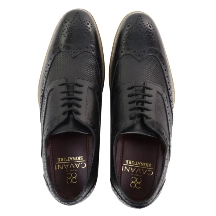 Mens Leather Brogue Shoes Oxford Laced 1920s Gatsby Brown Black Peaky Blinders - Image 4