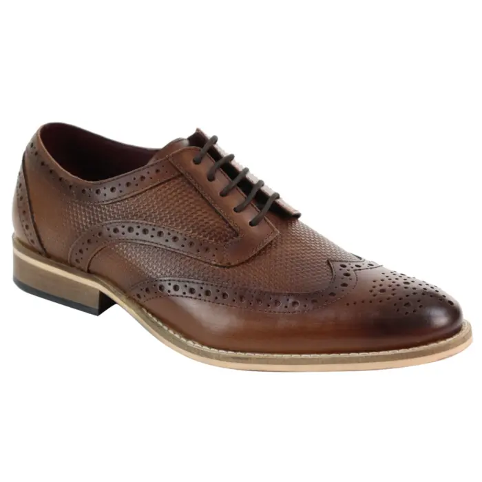 Mens Leather Brogue Shoes Oxford Laced 1920s Gatsby Brown Black Peaky Blinders - Image 7