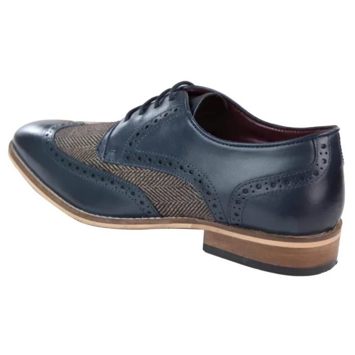 Mens Leather Gatsby Brogues Tweed Lace Shoes 1920s Peaky Blinders Classic - Image 4