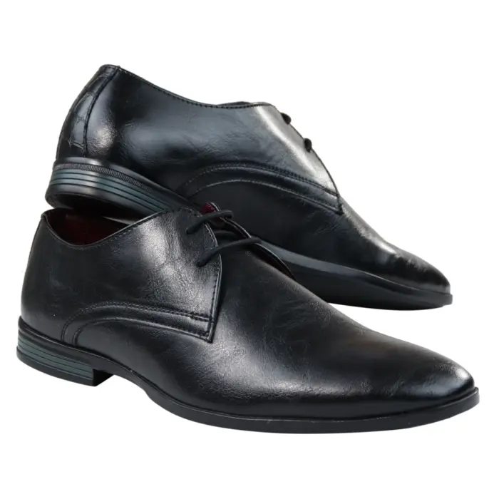 Mens Classic Black Laced Leather Shoes Smart Casual Formal Plain Simple - Image 5