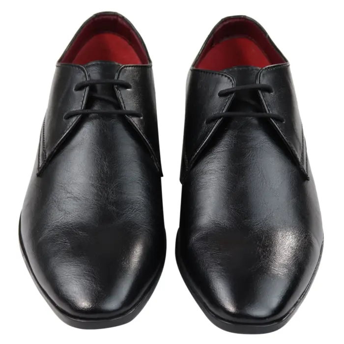 Mens Classic Black Laced Leather Shoes Smart Casual Formal Plain Simple - Image 4