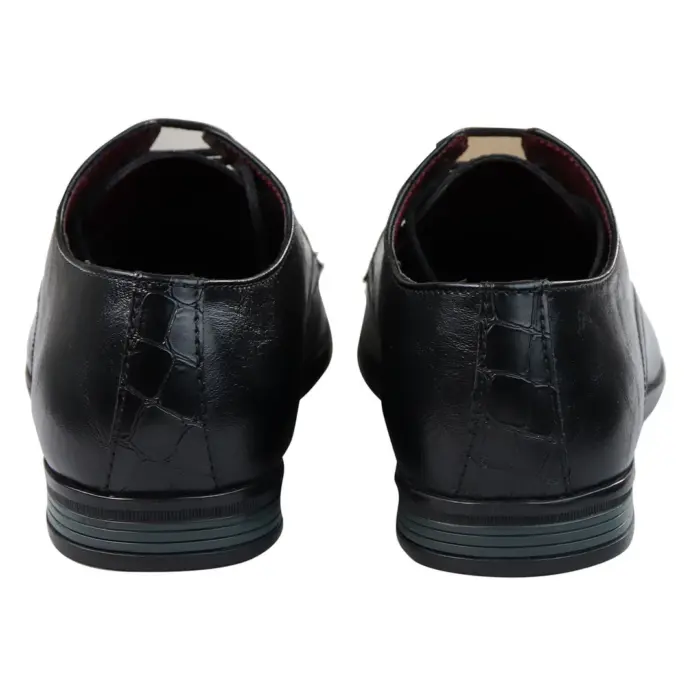 Mens Classic Black Laced Leather Shoes Smart Casual Formal Plain Simple - Image 3