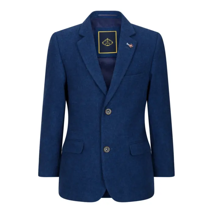 Boys 3 Piece Wool Suit Blue Tweed Vintage 1920s Classic 4 Pocket Waistcoat - Image 9