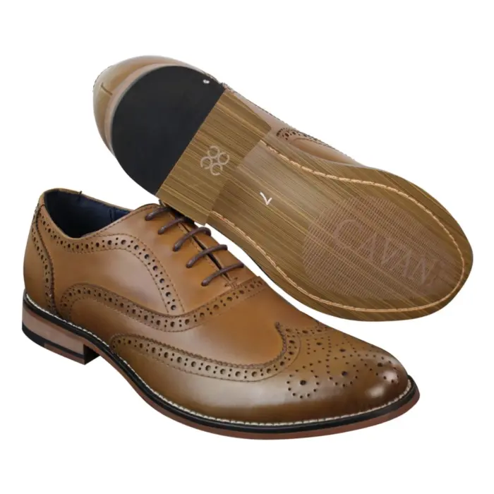 Mens Real Leather Laced Gatsby Brouges Smart Designer Retro Vintage Shoes - Image 16