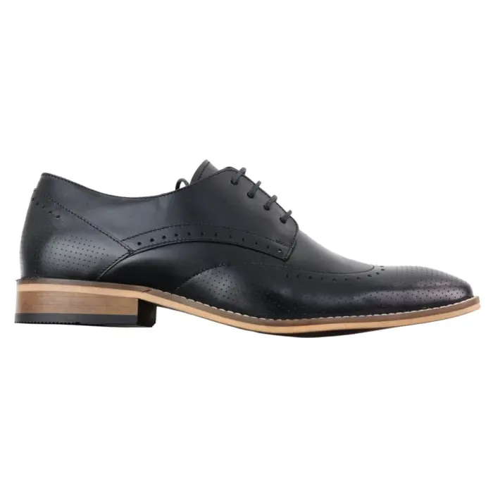Mens Smart Casual Real Leather Office Work Wedding Shoes Laced Simple Brogues - Image 1