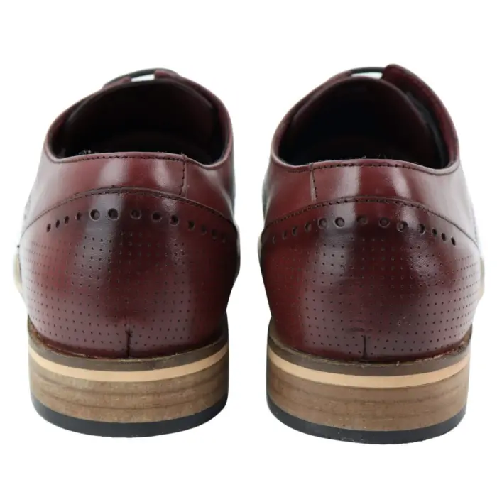 Mens Smart Casual Real Leather Office Work Wedding Shoes Laced Simple Brogues - Image 10