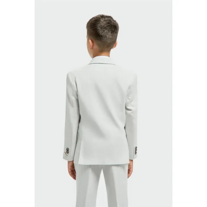 Boys Suit 3 Piece Grey Tailored Fit Wedding Formal Outfit - Image 3