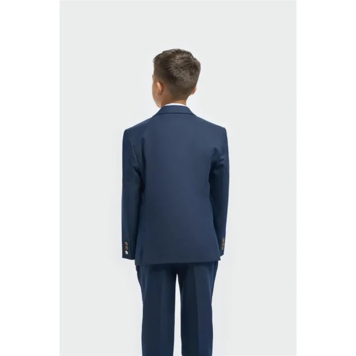 Boys Suit 3 Piece Navy Tailored Fit Wedding Formal Outfit - Image 3