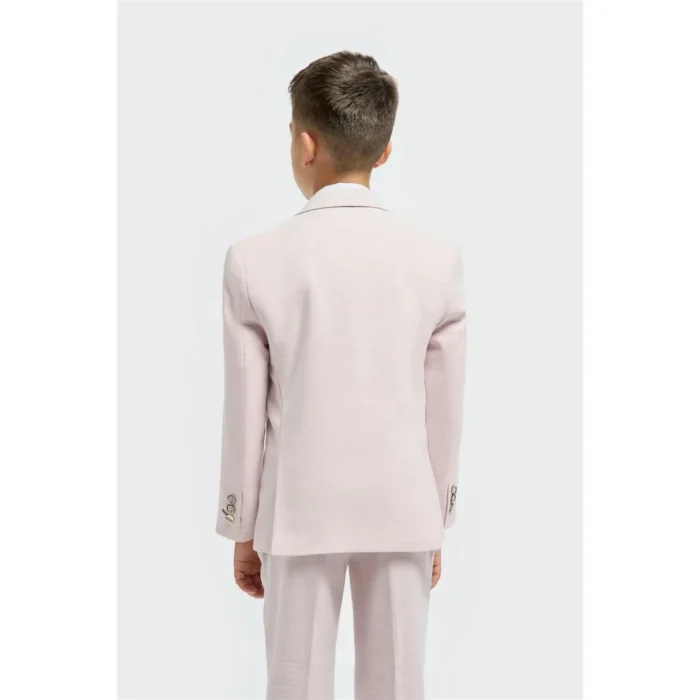 Boys Suit 3 Piece Pink Tailored Fit Wedding Formal Outfit - Image 3