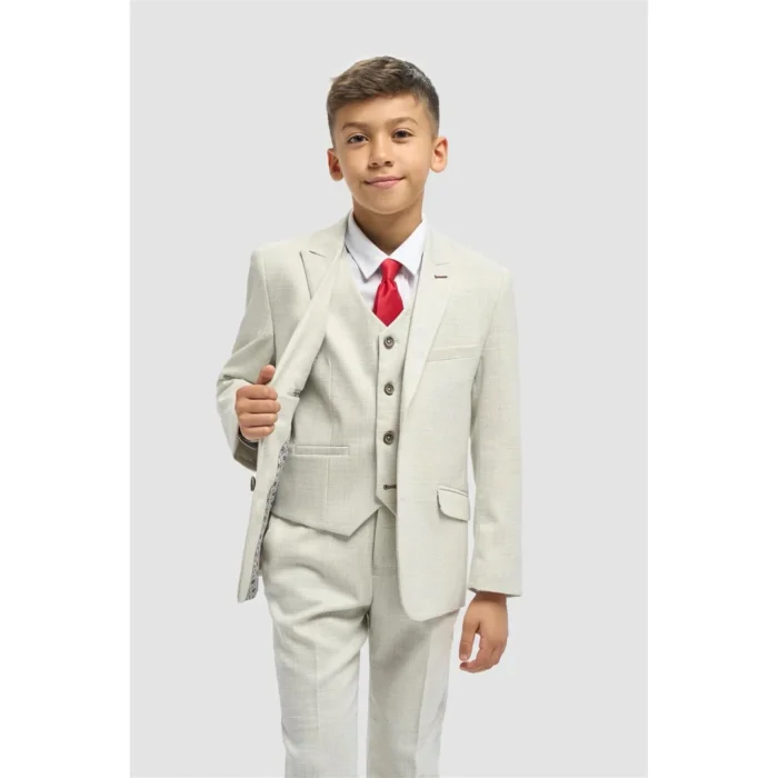 Boys Suit 3 Piece Sage Green Tailored Fit Wedding Formal Outfit - Image 1