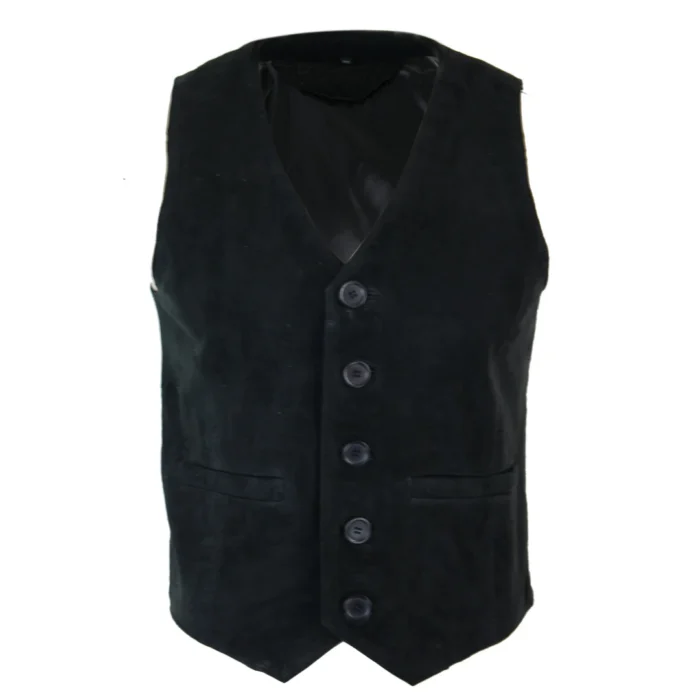 Mens Waistcoat Gilet Real Genuine Suede Leather Retro Vintage Western Vest - Image 1