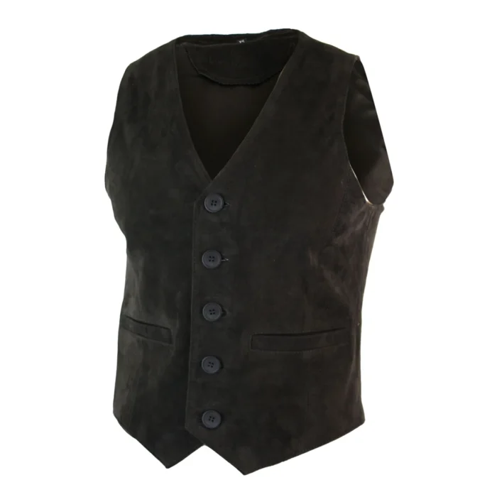 Mens Waistcoat Gilet Real Genuine Suede Leather Retro Vintage Western Vest - Image 5