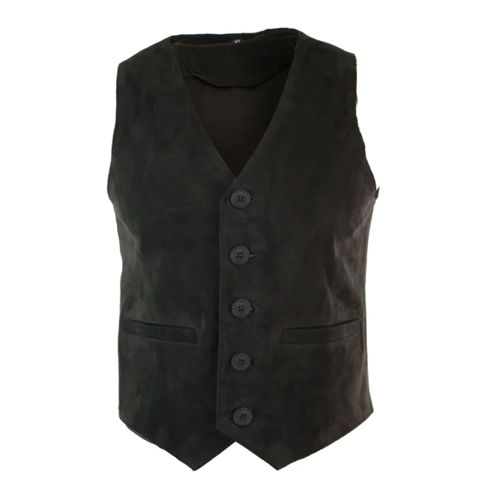 Mens Waistcoat Gilet Real Genuine Suede Leather Retro Vintage Western Vest - Image 4