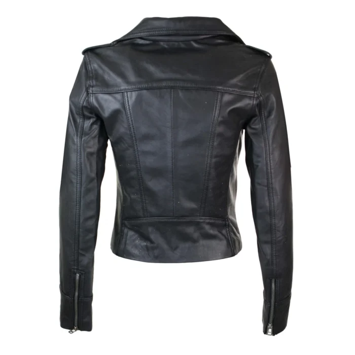 Ladies Real Leather Yellow Biker Style Fashion Jacket - Image 5