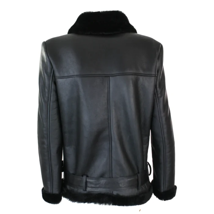 Womens Shearling Sheepskin Flying Jacket Soft Brown Wool & Sealed Leather Outer - Image 3