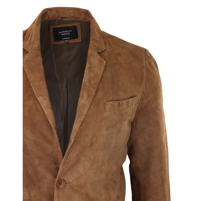 Mens Genuine Suede Blazer Style Jacket Leather Mens Classic VIntage Smart Casual - Image 19
