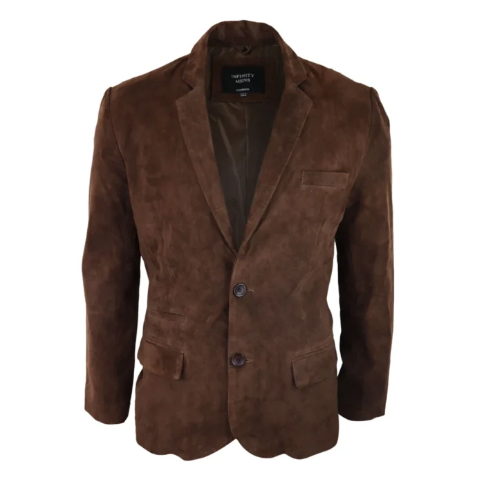 Mens Genuine Suede Blazer Style Jacket Leather Mens Classic VIntage Smart Casual - Image 6