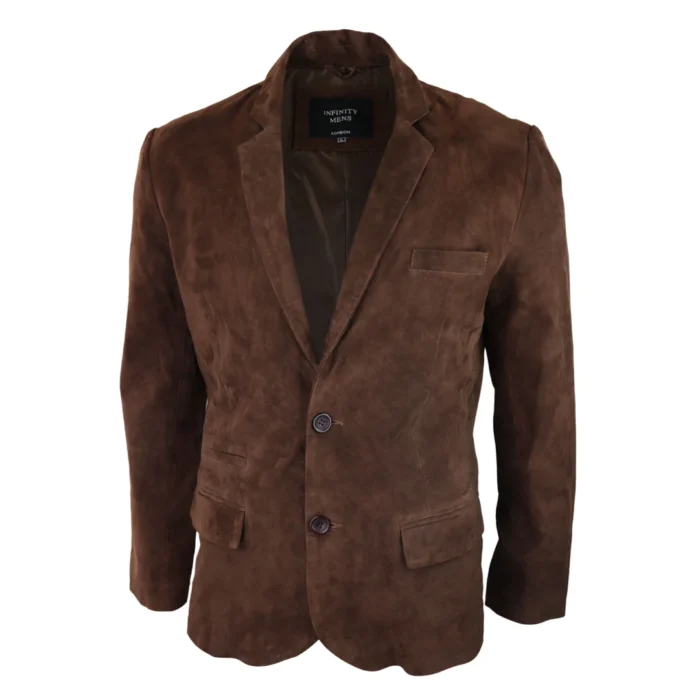 Mens Genuine Suede Blazer Style Jacket Leather Mens Classic VIntage Smart Casual - Image 10