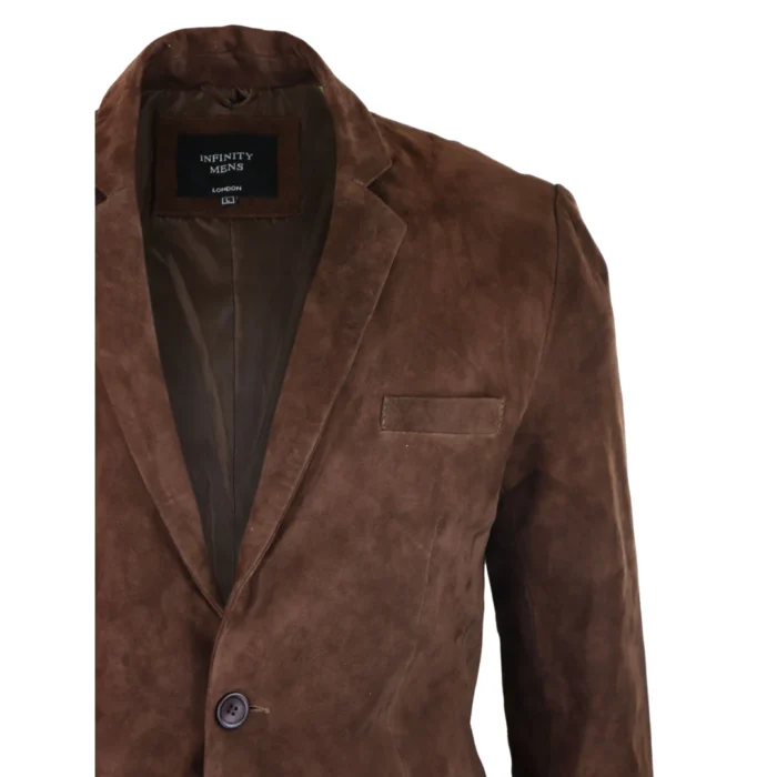 Mens Genuine Suede Blazer Style Jacket Leather Mens Classic VIntage Smart Casual - Image 9