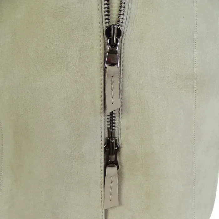 Womens 3/4 Long Cream Toscana Real Sheepskin Suede Hood Jacket Designer - Image 5