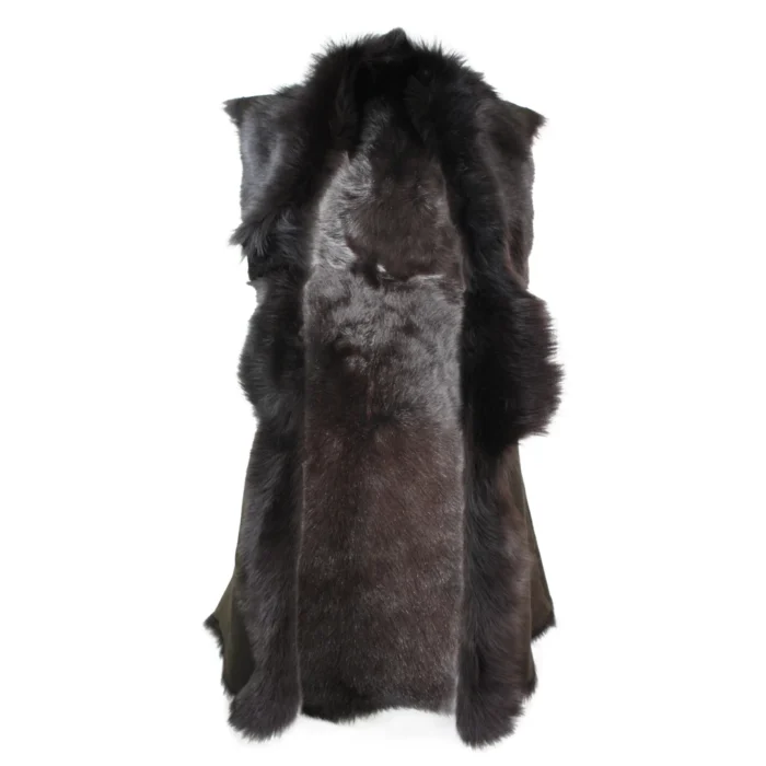 Ladies Women Real Spanish Toscana Shearling Sheepskin Brown Leather Waistcoat Gillet - Image 4