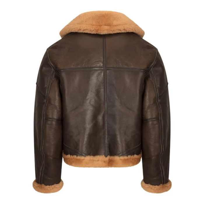 Ladies Brown Real Sheepskin Flying Jacket Camel Fur Belt Vintage Zipped Winter - Image 3
