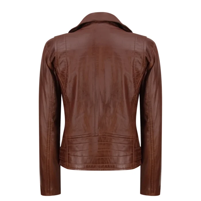 Ladies Women Genuine Real Leather Slim Fit Black Biker Jacket - Image 10