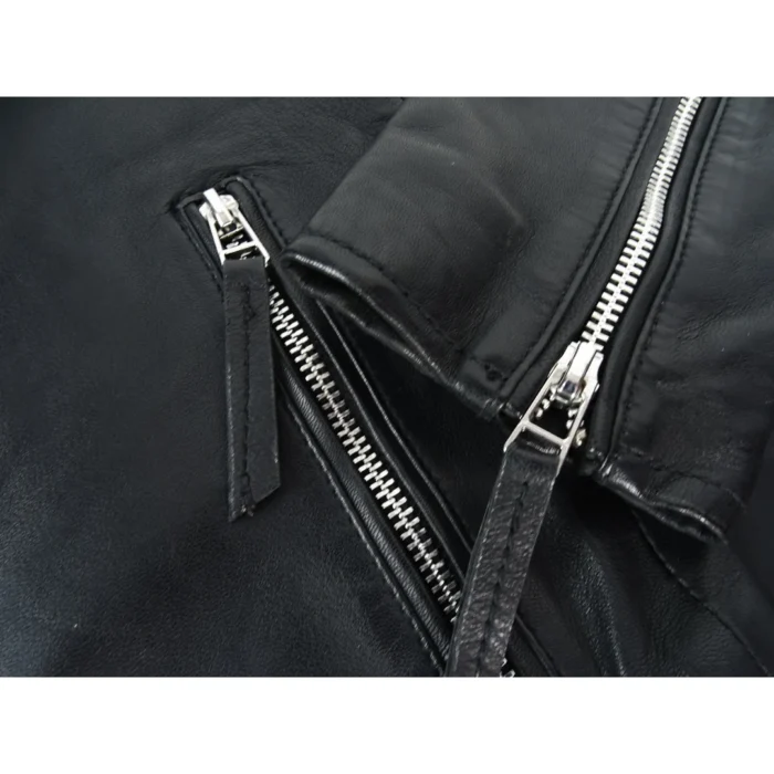 Ladies Leather Jacket Classic Biker Style Black REAL Leather Womens Jacket - Image 3